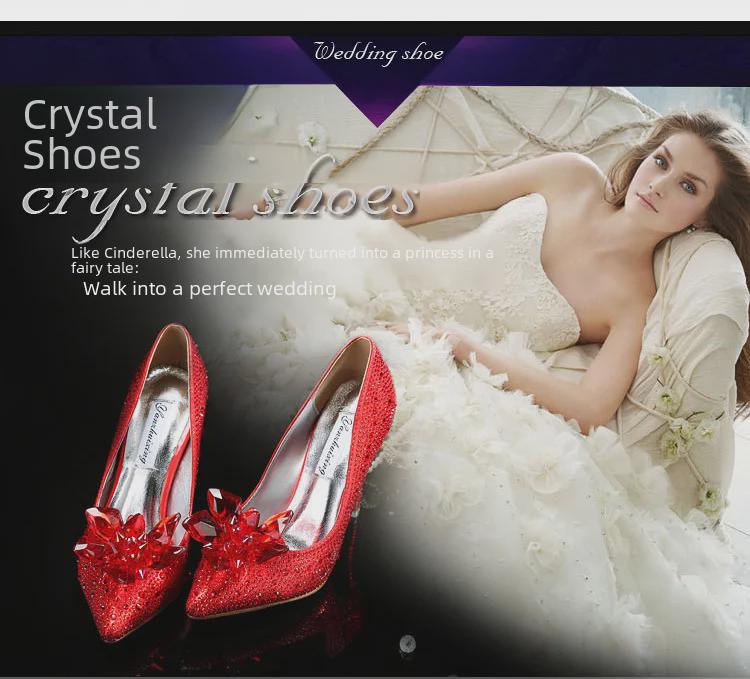 2019 Zimní Červené Kamínkové Špičaté Svatební Boty, Evropský a Americký Styl, Dostupné Velké Velikosti.