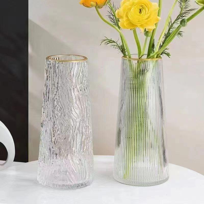 Nordic Cone-Shaped Transparent Glass Vase for Lucky Bamboo and Flowers