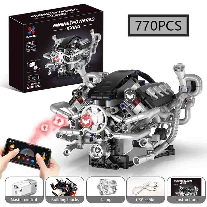 Moc Multiple Models Supercar Electric Rc App Controlled Engine Led Models Building Blocks Children'S Puzzle Toys Birthday Gifts