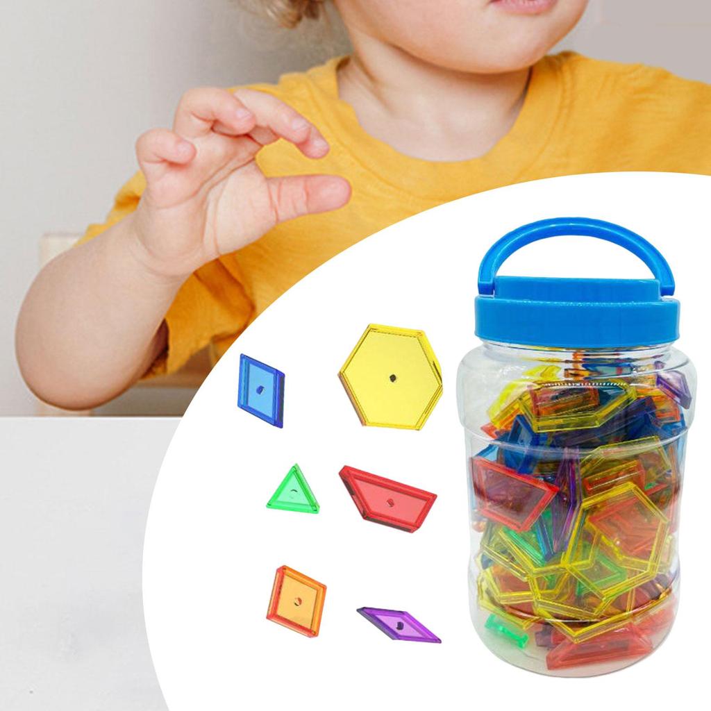 140Pcs Transparent Attribute Blocks Educational Pattern for Games Fractions