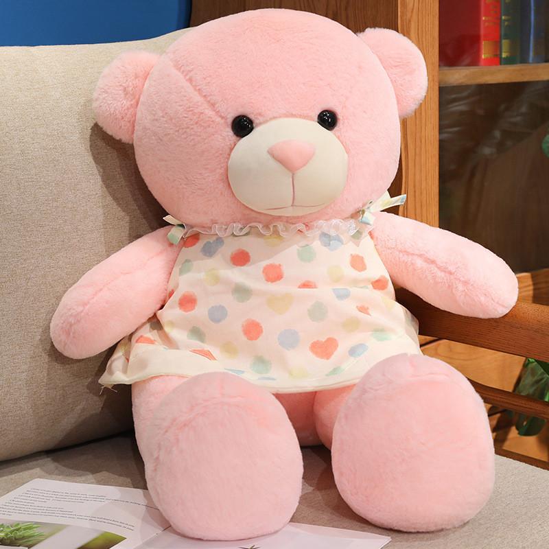 Doll Bear Plush With Love Heart Printed Dress Decoration For Bedroom Decoration