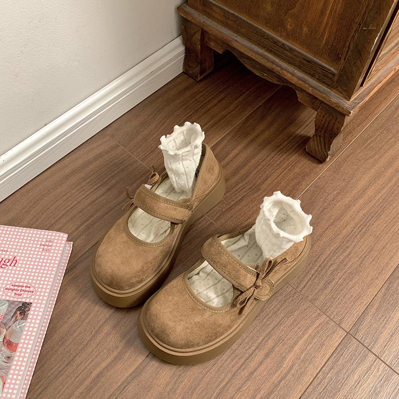 Retro French white thick-soled light-mouth cool single shoes women's summer 2025 new models with skirts to increase the height of round-head Mary J