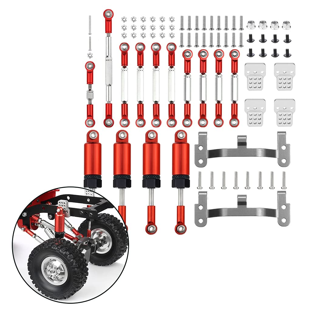 PEWETE RC Car Spare Parts Link Rod Seat Shock Absorber for 1:16 WPL C14, C24, C24-1, B14, B24FY Hobby Modification Accessories - Red
