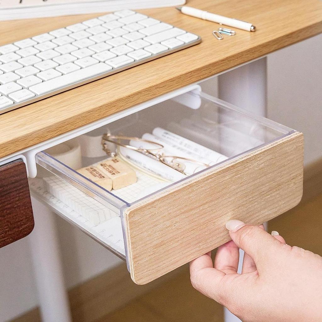 Pull Out Under Desk Drawer Storage Cabinet Large Plastic Organizer Box for Table Makeup Vanity Room School Kitchen Desk