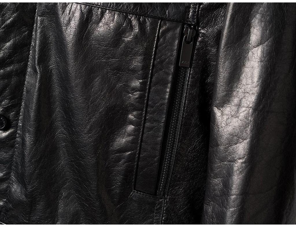 2025 Autumn Genuine Leather Men's Cowhide Waxed Jacket Business Outerwear