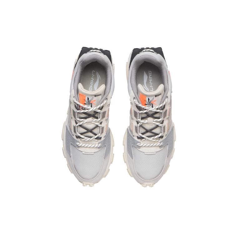 New LiNing Cloud Sword Reflective Cushioned Slip-Resistant Abrasion-Resistant Low-Top Running Shoes Gray Orange AGCR327-1