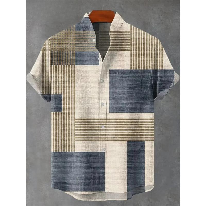 

Vintage Men s Shirt 3D Printed Shirt Men s Casual Short Sleeved Top Fashionable Men s Lapel Button Shirt Men T-shirt Polyester S