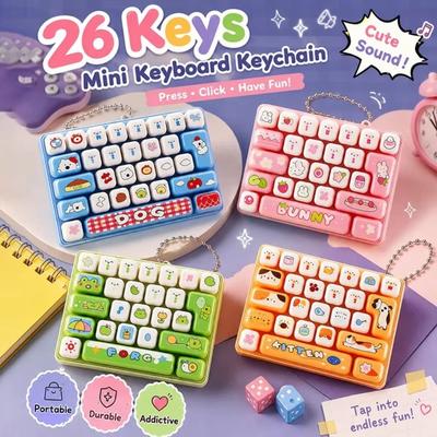 Juguete de Botón de Descompresión con Diseño Lindo Llavero de Teclado de 26 Teclas Colgante Popular
