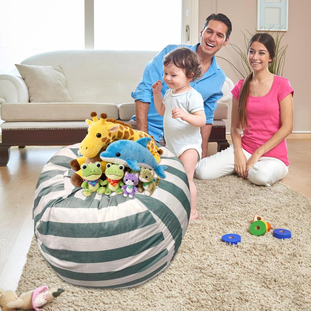 Stuffed Animal Storage Chair Plush Doll Zippered Organize Chair Toy Holder Seat Beans Bags For Kids Bedroom Reading Corner
