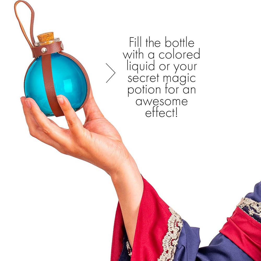 Dark Magic Potion Bottle - Brown Wizard Potions Glass Holder with Cork Stopper and Faux Leather Harness with Holster Loop