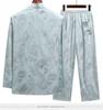 Men's Ice Silk Long-Sleeve Tang Suit: Chinese-Style Spring Hanfu for Older Adults, Loose Fit