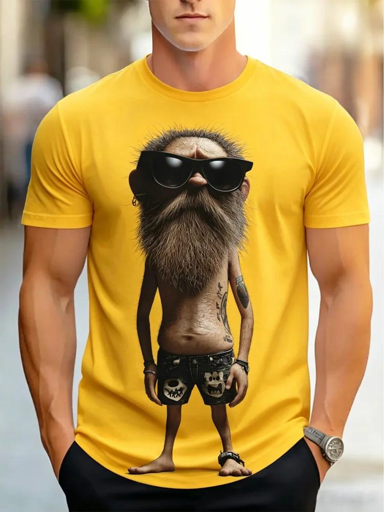 Funny Unisex Funny 3d Old Unisex Graphic Tee Cool Hipster Cartoon Character With Sunglasses Casual Streetwear Short Sleeve Tops