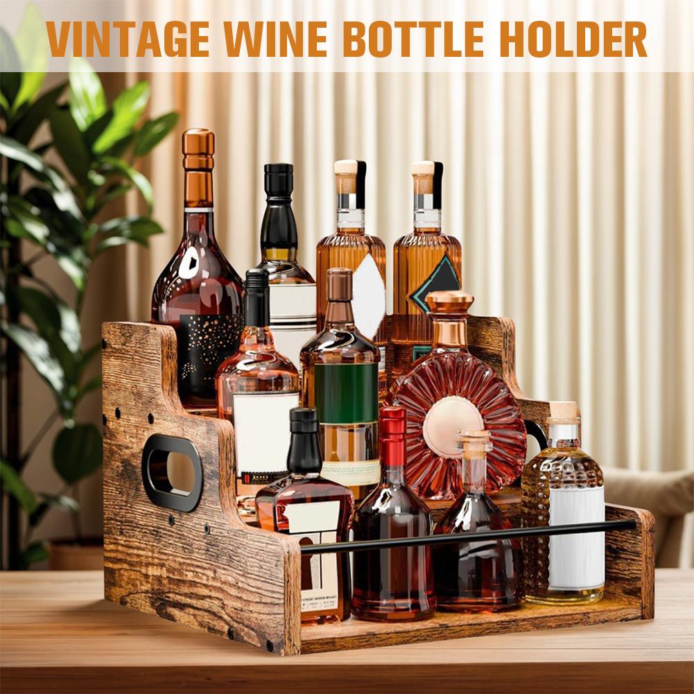 Wooden Liquor Bottle Display Shelf 3Step Coffee Syrup Rack Organizer Large Capacity Coffee Station Organizer for Whiskey Spirits