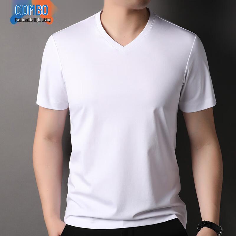 Kangbo Men s V-Neck Linen Blend Short-Sleeve T-Shirt 56/3XL