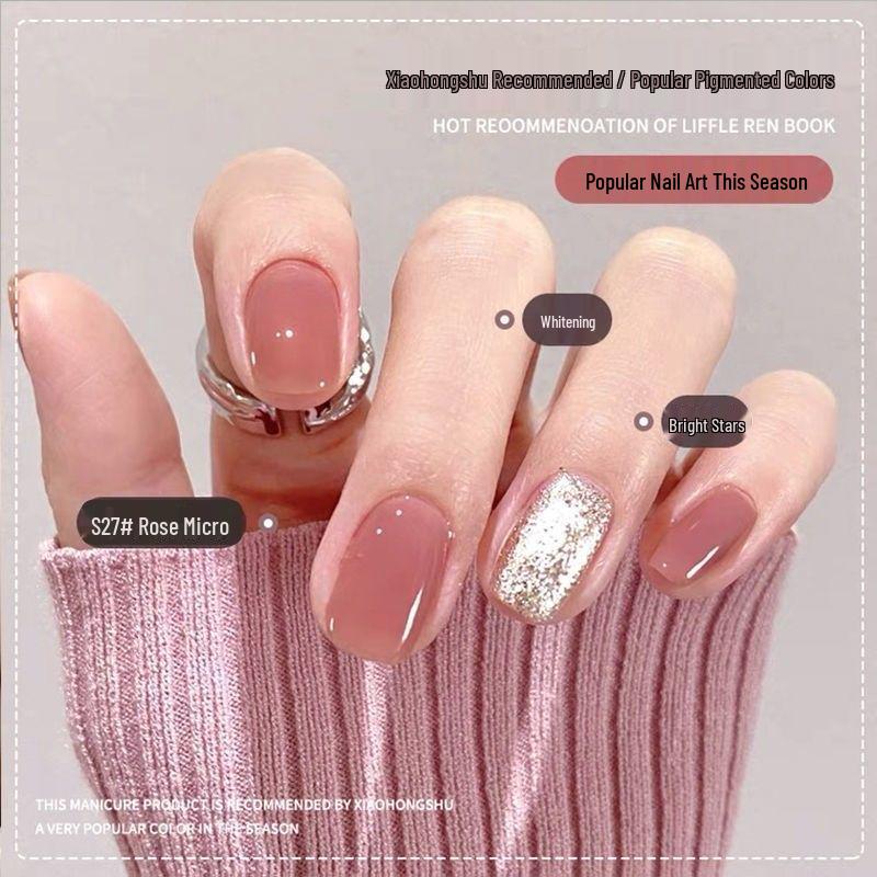 Abziehbarer Feinglitzer Nude Nagellack Set - Geruchlos, Kein Brennen, Kristallklar für Studenten