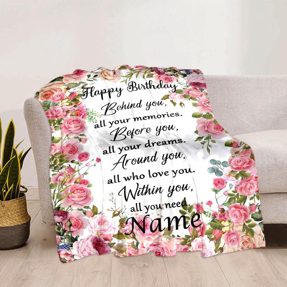 Happy Birthday Behind You All Your Memories Home Customize Your Name Blankets Comfortable Soft Lightweight Multipurpose Blanket For Picnic Sofa Office