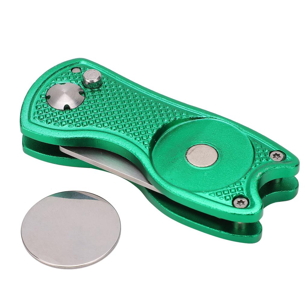 Stainless Steel Golf Pitchfork Foldable Golf Divot Tool Switchblade Tool Divot Repair ToolGreen