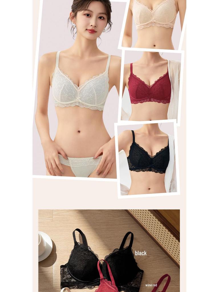 Romantischer Push-Up-BH aus französischer Spitze: Bequemes, Anti-Hänge-, Drahtloses Design für Teenager