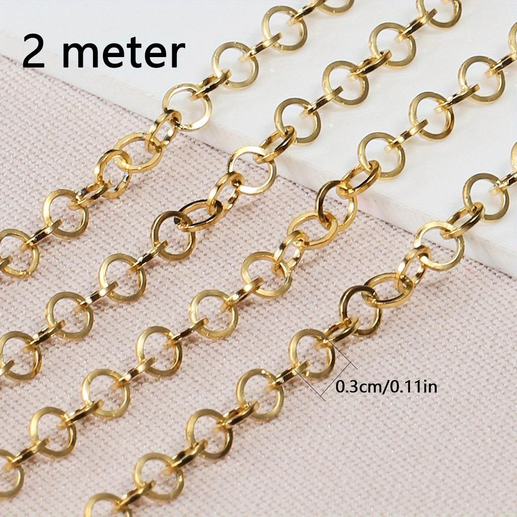 No Fade 2meters Stainless Steel Lip Chain Multi-Size Metal Bulk Chain for Necklace Bracelet Chain DIY Jewelry Making Accessories