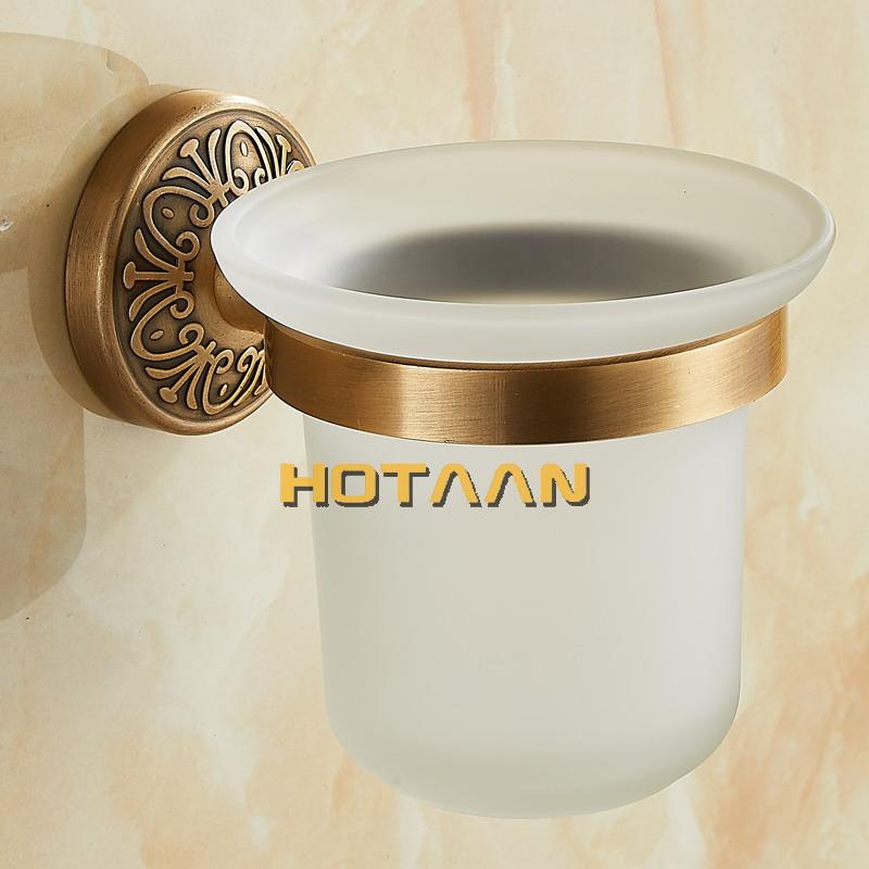 Antique Brass Color Wall Mounted Solid Aluminium Made Anti-Rust Toilet Brush Holder For Bathroom Accessories Set Bath Products