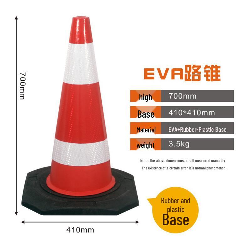 Reflective 70cm Rubber Traffic Cone - Road Safety Construction Warning Bollard