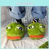 Sad Frog Plush Slippers Small Size 36-41 Fiber Cotton Stuffed Animal