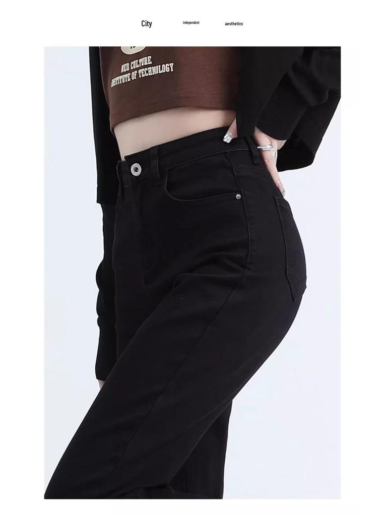 Women's High-Waist Slim Fit Black Cigarette Pants (2025 Spring Collection)