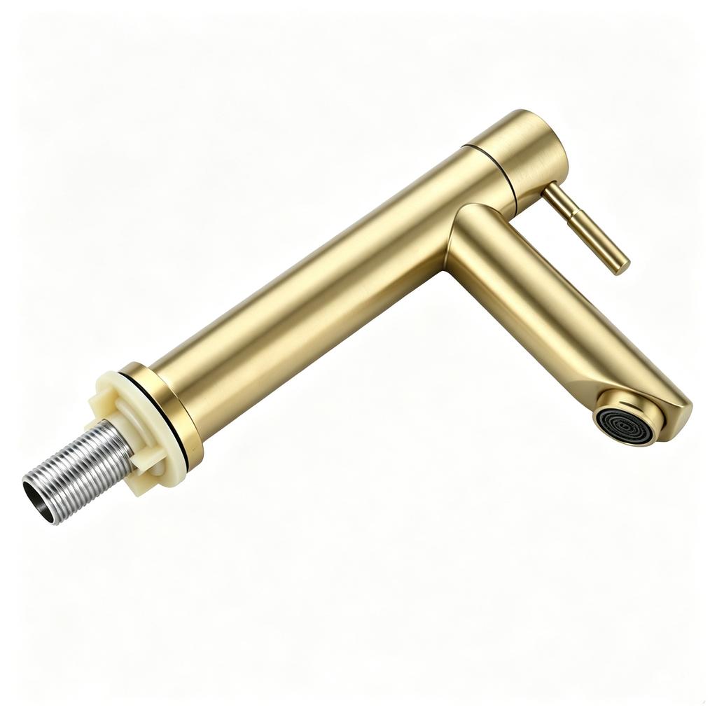 SUS304 Stainless Steel Waterfall Basin Tap Brushed Gold Single Cold Water Faucet for Bathroom Vanity