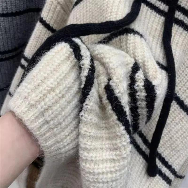 Pullover für Damen Winter Baumwolle Verdickt Warmer Strick Dehnbar Langarm Oversize Jumper Pullover Tops