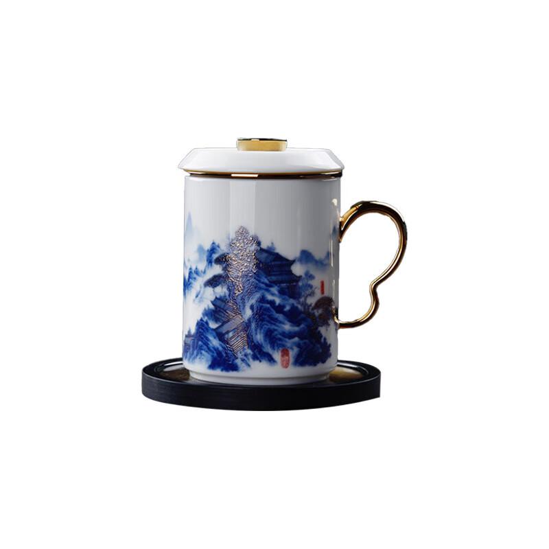Elegant Mutton Fat Jade Porcelain Office Tea Mug