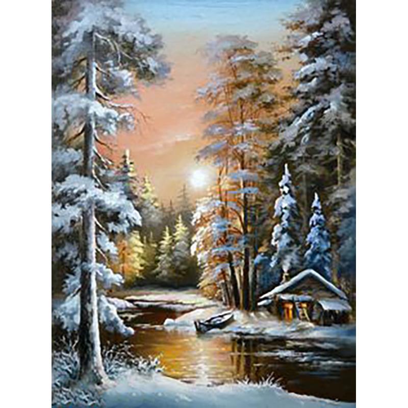 DIY Snow Scenery 5D Diamond Painting Full Round Drill Winter Landscape Diamond Embroidery Mosaic Rhinestone Home Decor Gift