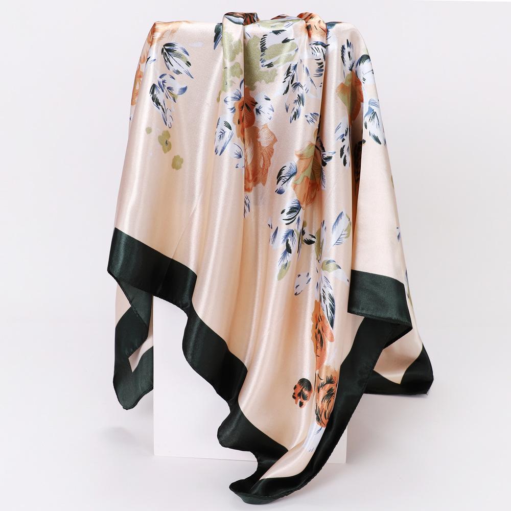 New Rose Silk Scarf 90cm Large Square Scarf Ladies Shawl Fashion Turban