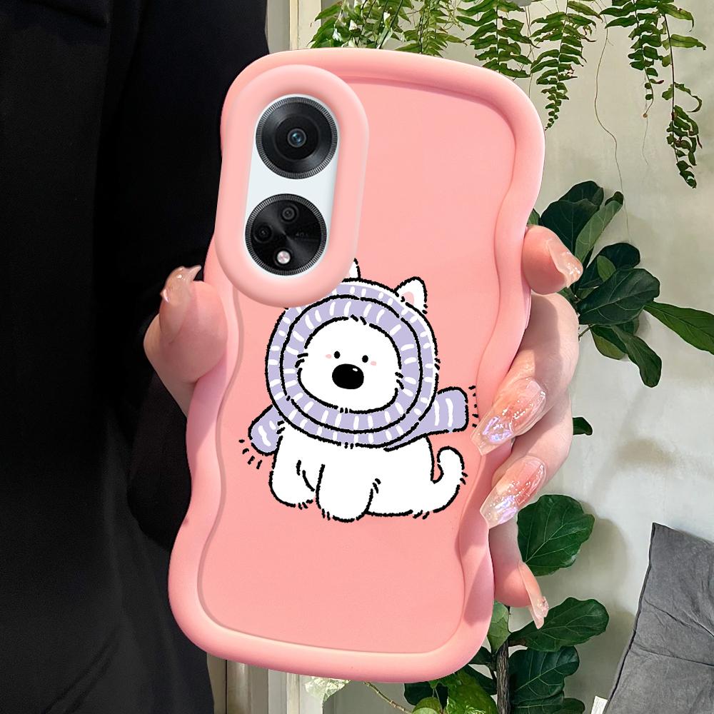 

Окрашенный узор Big Wave Edge Мягкий силиконовый материал Macaron чехол для телефона противоударный защитный резиновый чехол для OPPO Reno Realme OPPO Reno7 розовый