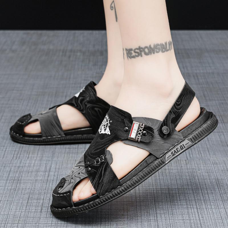 Fashion Outdoor New Design Men Rome Sandals Leather Fashion Sandals Black Men Summer Shoes Comfortable Cushion Soft Gladiator Sandals