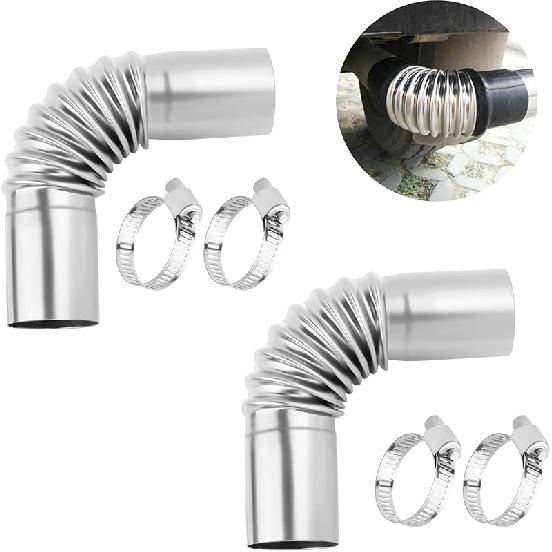 2PCS Air Parking Diesel Heater Exhaust Pipe,Stainless Steel 24Mm Flexible Exhausts Pipe With Clamps,Diesel Heater Accessories Generator Exhaust