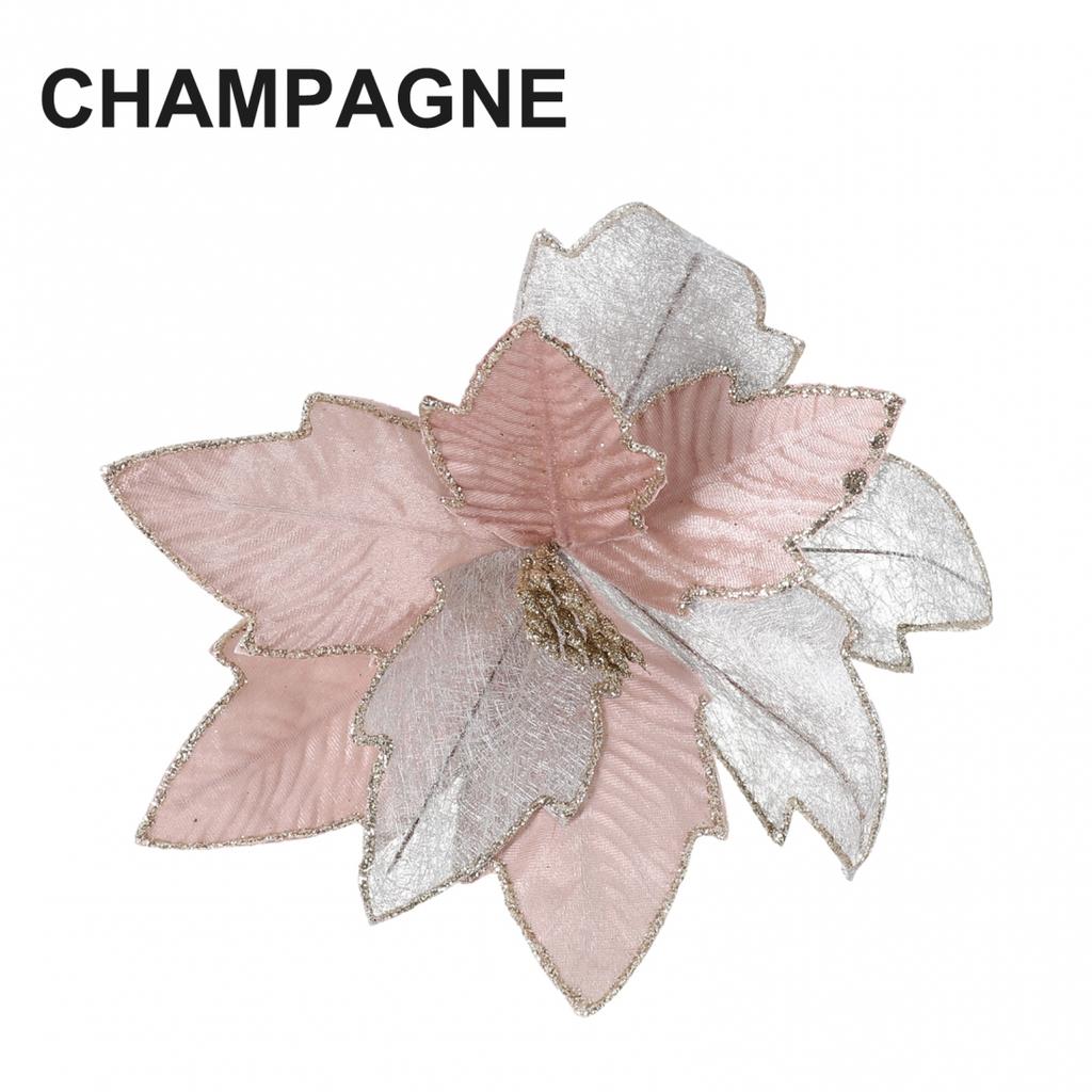 Cloth Plastic Christmas Poinsettia Cm Glitter Flower