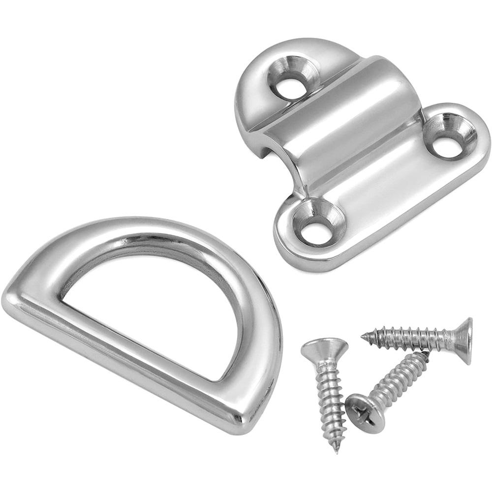 4Pcs Marine Folding D-Ring Anchor Points, 316 Stainless Steel Heavy Duty Tie Down Eyebolts For Boat Truck Trailer Cargo Securing