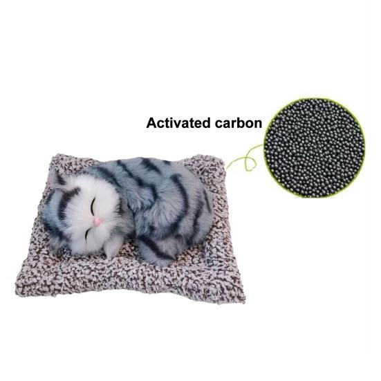 Sleeping Cat Plush Toy with Soft Faux Fur Bamboo Charcoal Bag Air Purifier Car Decor Realistic
