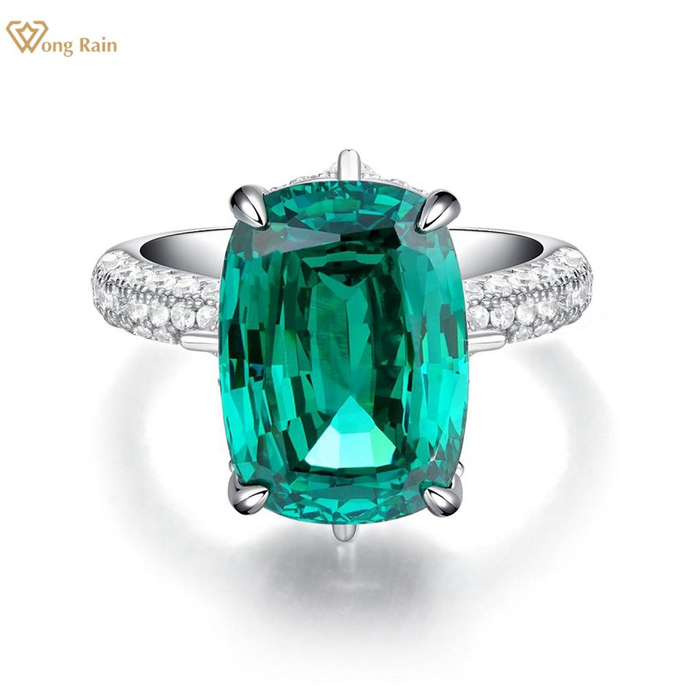 

Wong Rain Vintage Solid 925 Sterling Silver 10 CT AAAAA Циркон Драгоценный камень Свадебное обручальное ювелирное кольцо для женщин Подарки на день рождения US 6 зелёный