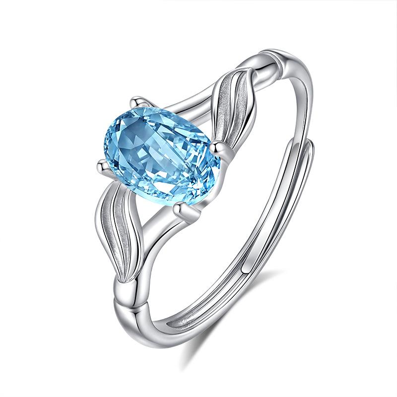 Natural stone s925 sterling silver ring women's adjustable non-fading ring Xiaohongshu popular high-end accessories women's daily jewelry gift