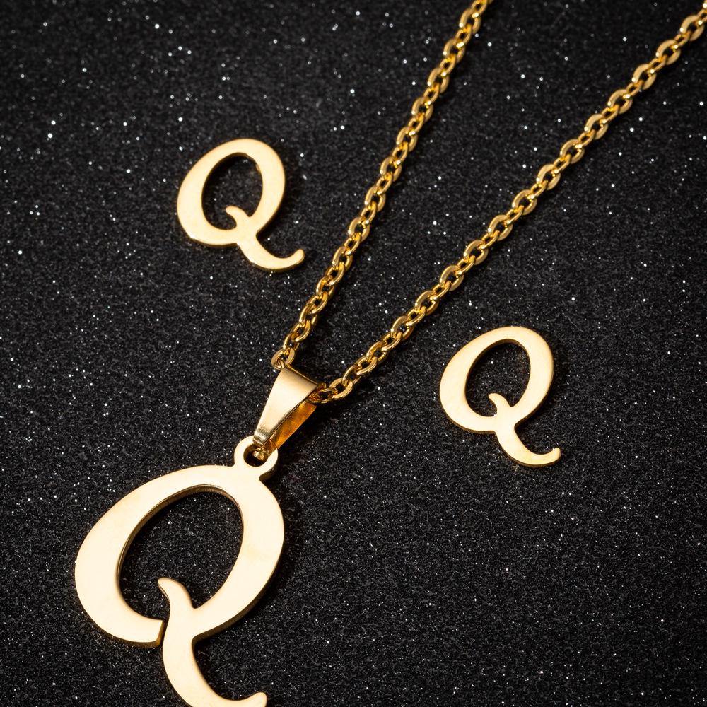 English Letter Necklace & Earring Set: Fashionable Jewelry for Women