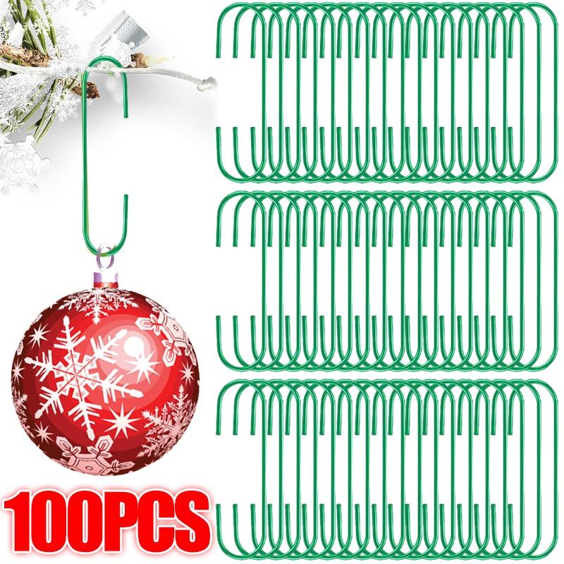 5-100PCS Christmas Tree Decorating Hooks Xmas Tree Ball Pendant Hanging Holders Plastic Hooks for 2024 New Year Party Decoration