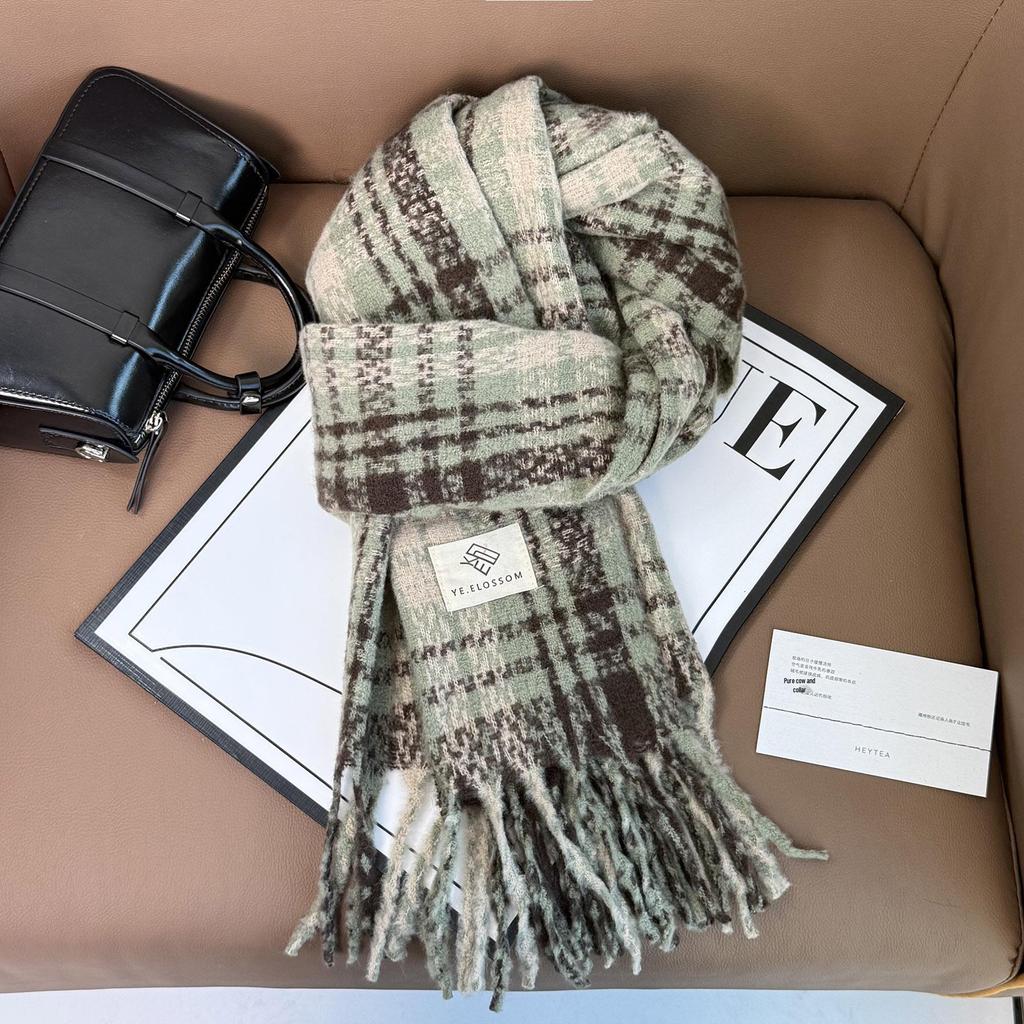 Elegant Red Plaid Scarf: Versatile High-End Shawl for Winter and Autumn