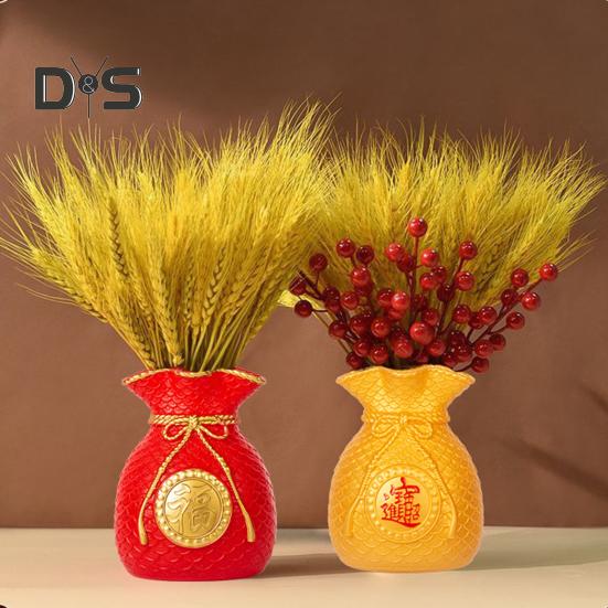 Lucky Bag Vase Wealth Bag Flower Vase Table Centerpiece Fortune Bag Money Bag Figurine for Bedroom Office Chinese New Year Decor