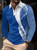 Stylish long-sleeve polo shirt with geometric pattern, ideal for casual daily wear.
