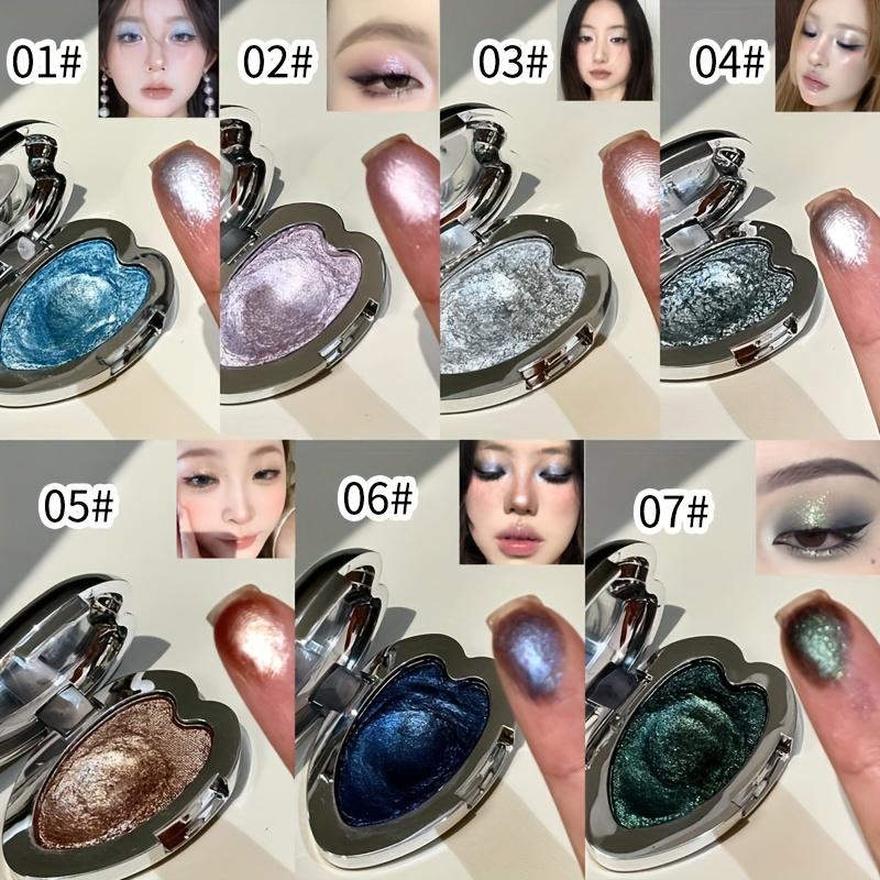 Metallic Glitter Heart Monochrome Eyeshadow Palette, Waterproof & Sweatproof, Soft Blend Formula, Suitable for Music Festivals, Stage Performances