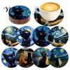 Heat Insulation Pads Wooden Cat Coasters, Decorative Resistant Table Mats, Non-slip Cup Coasters for Drinks Hot And Desk Protection Tableware
