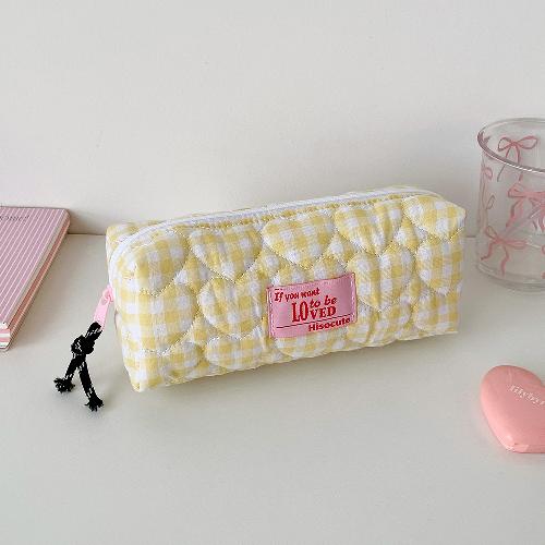 Korean Style Polka Dot Solid Pencil Case INS Aesthetic Cute Student Stationery Bag Portable Makeup Cosmetic Pouch for Travel