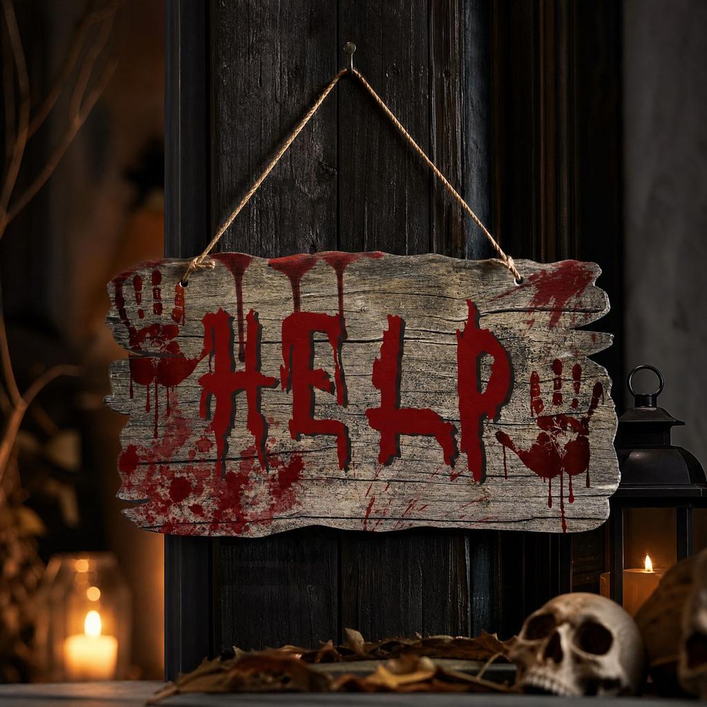 Halloween Door Hanger with Blood Splatter Letters and Wood