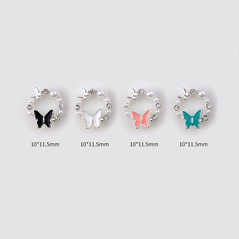 5Pcs Butterfly Pearl Nail Oil Drop Alloy Jewelry Love Flower Wreath Nail Decoration Nail Salon Diy Accessories Manicure Drill